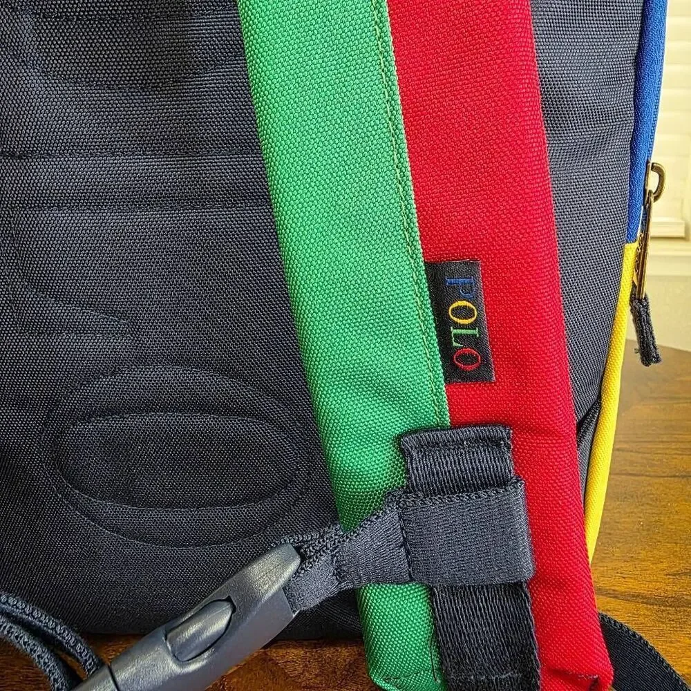 Polo Ralph Lauren Colorblock Multi-Color Backpack Bag 9AR151-E69 New Pony Logo